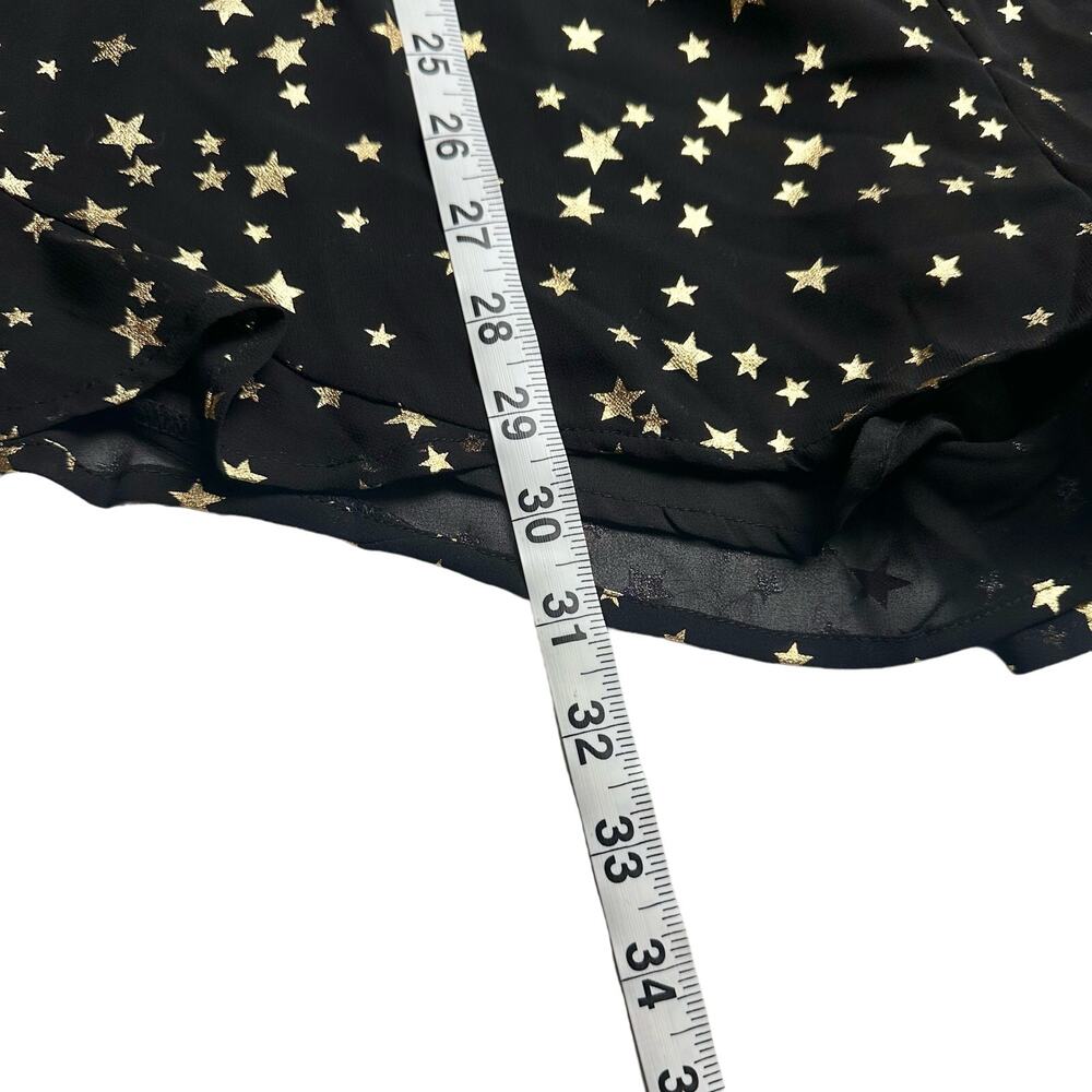 If By Sea Los Angeles | Women | Black Ruffle Gold Star Print Romper | Medium - Picture 7 of 14